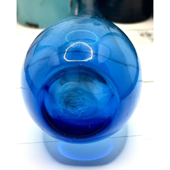 IKEA Blue Hand-Blown Art Glass Teardrop Vase With Curved Neck - Picture 5 of 9